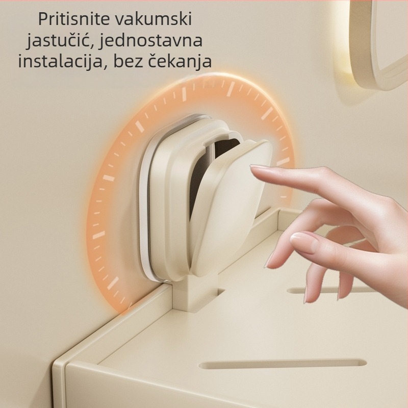 Držač za telefon i maramicu s usisnom čašom, zidni, ABS + karbonska čelična konstrukcija, jednodijelni sloj, nosivost do 5 kg