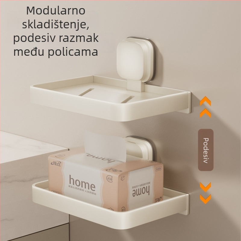 Držač za telefon i maramicu s usisnom čašom, zidni, ABS + karbonska čelična konstrukcija, jednodijelni sloj, nosivost do 5 kg