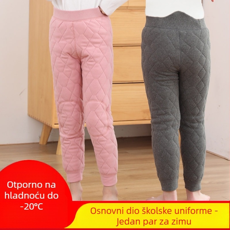 Dječje termalne hlače za zimu, visoki pojas, debeli i topli, otporni na hladnoću do -20°C