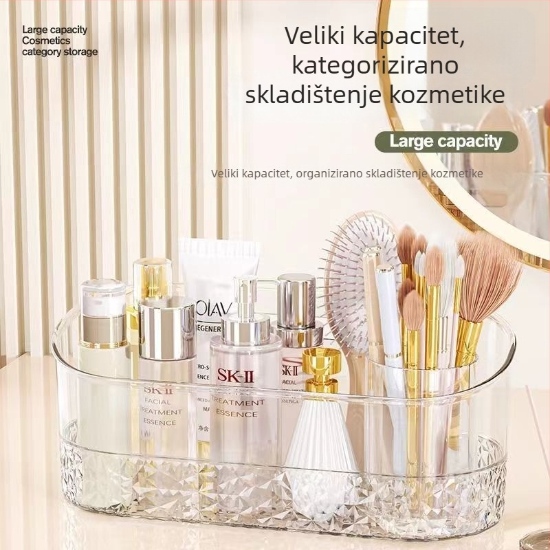 Zidni regal za kupaonicu, prozirna plastika, bez bušenja, jednodijelni kozmetički spremnik, nosivost 1–5 kg, završna obrada sprejom plastike