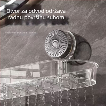 Zidna polica za kupaonicu s usisnim sustavom – 1 razina, svijetli luksuzni stil, montaža bez bušenja, nosivost 10