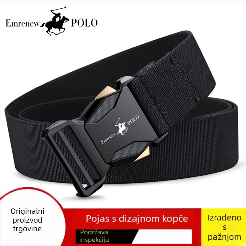 Muški platnieni elastični pojas s kopčom od legure, materijal najlon, način zatvaranja: gumb, širina 2–4 cm