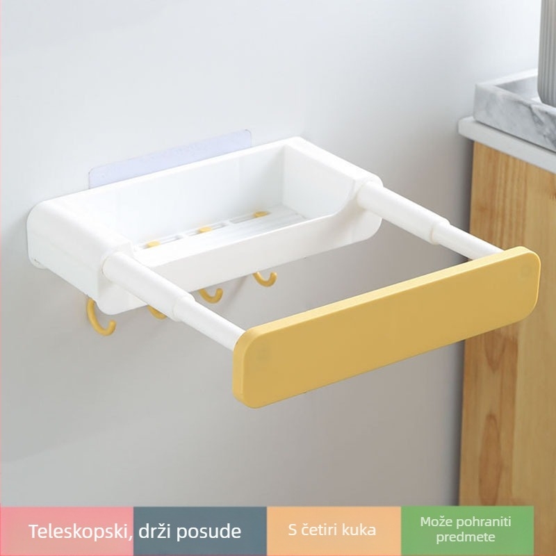 Zidni organizator za umivaonik – usisna montaža, bez bušenja, plastika, 1 razina, kupaonica