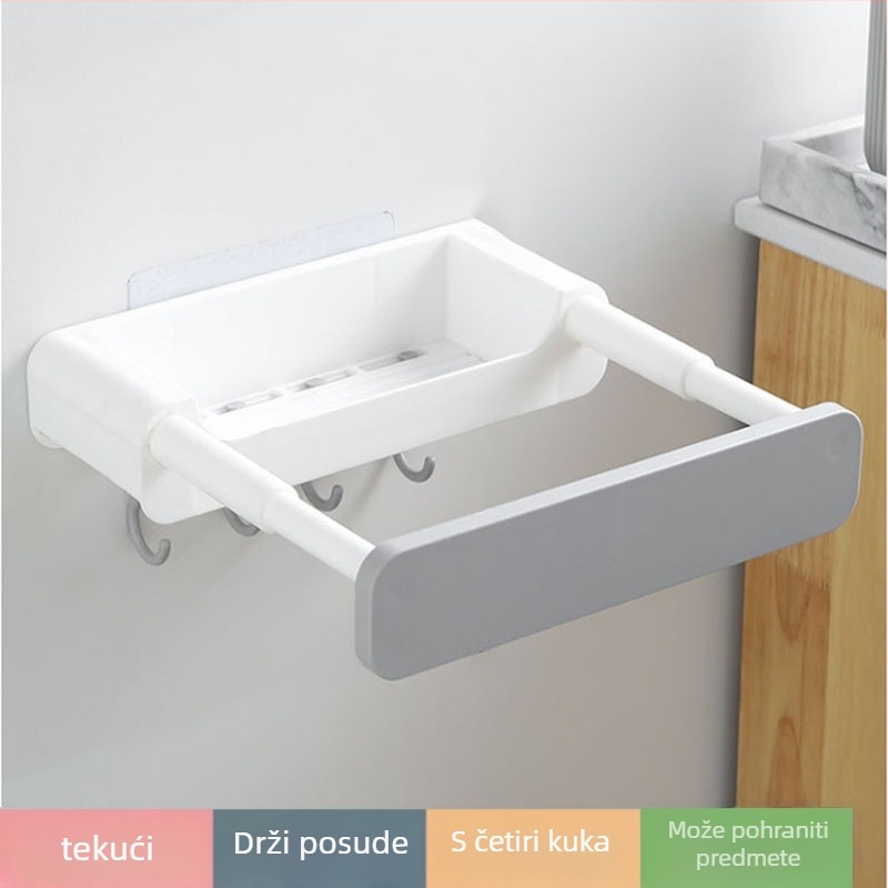 Zidni organizator za umivaonik – usisna montaža, bez bušenja, plastika, 1 razina, kupaonica