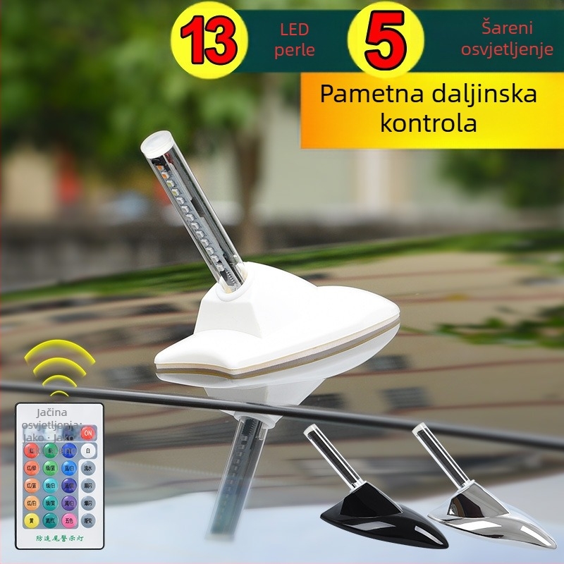 Automobilska antena u obliku peraje morskog psa s LED upozoravajućom svjetlošću, samoljepljiva ugradnja, 12V, 0,1A, vijek trajanja 50.000 sati