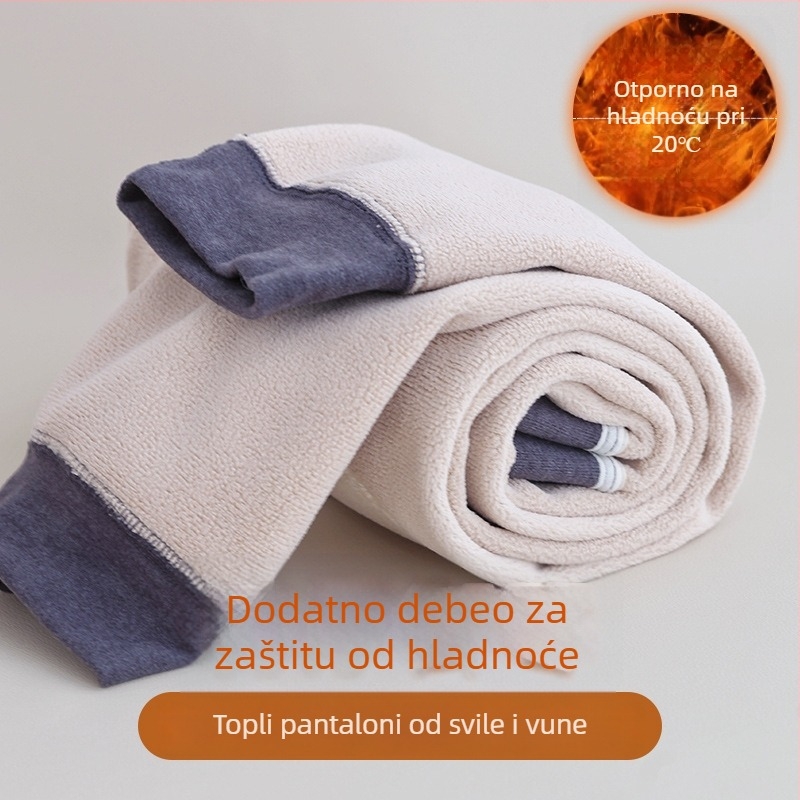 Dječje termalne hlače s flisom, 90% poliester, kašmirski dojam, visoki pojas, jesensko-zimska baza, zaštita koljena