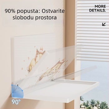 Zidni sklopivi regal za kupaonicu, karbonsko čelik, premaz plastnim sprejom, nosivost 10 kg, 1 polica
