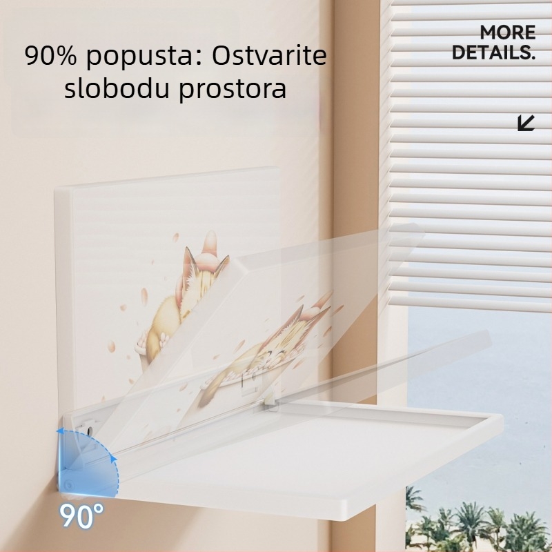 Zidni sklopivi regal za kupaonicu, karbonsko čelik, premaz plastnim sprejom, nosivost 10 kg, 1 polica