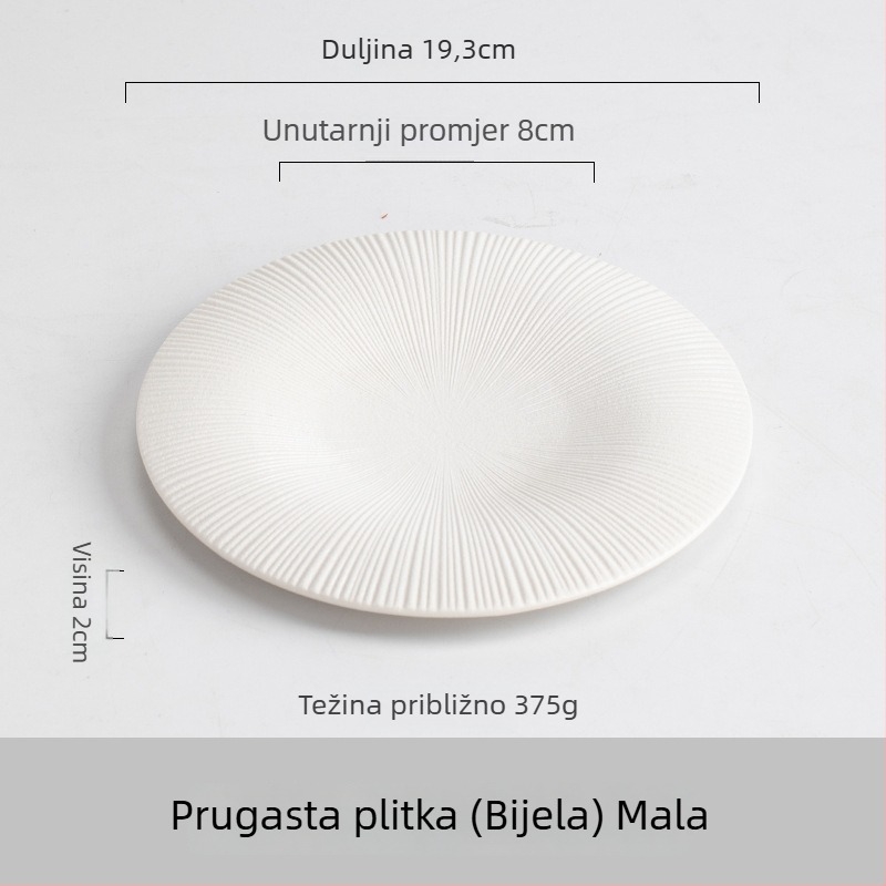 Chenqi porcelanski okrugli tanjur, moderan minimalisticki stil, otporan na mikrovalnu pećnicu, jednobojan