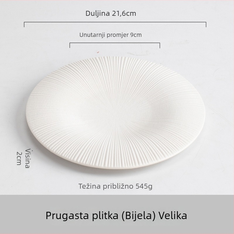 Chenqi porcelanski okrugli tanjur, moderan minimalisticki stil, otporan na mikrovalnu pećnicu, jednobojan