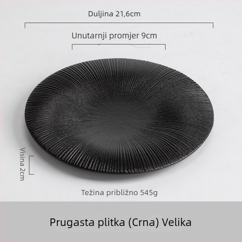 Chenqi porcelanski okrugli tanjur, moderan minimalisticki stil, otporan na mikrovalnu pećnicu, jednobojan