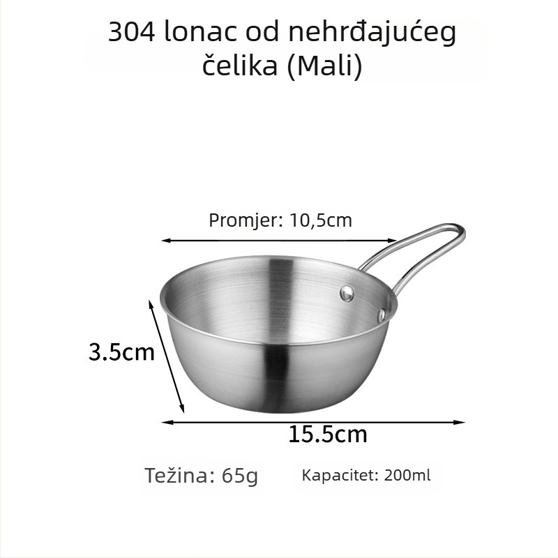 Okrugla posuda od 304 nehrđajućeg čelika s logom; prilagodba obrade dostupna; mikrovalna pećnica nije pogodna; idealno za začine za vruće lonce i voćne salate