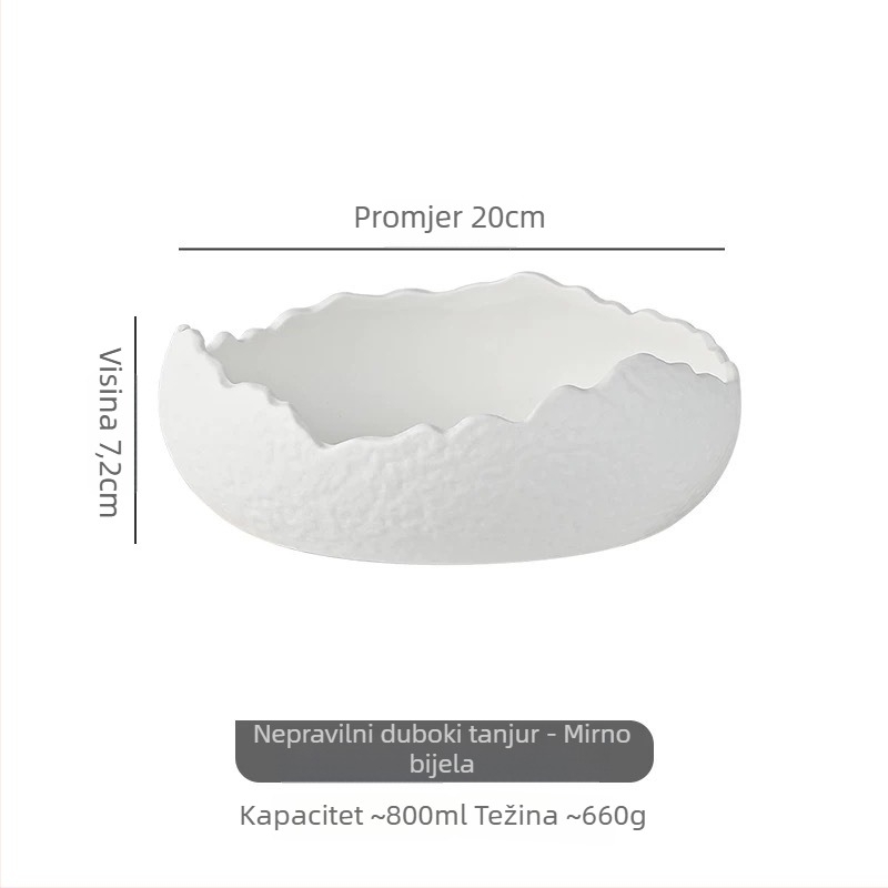 Porcelanska zdjela, zapadni stil za desert/jogurt, podglazirana površina, moderan minimalistički stil, mikrovalna pećnica nije dostupna