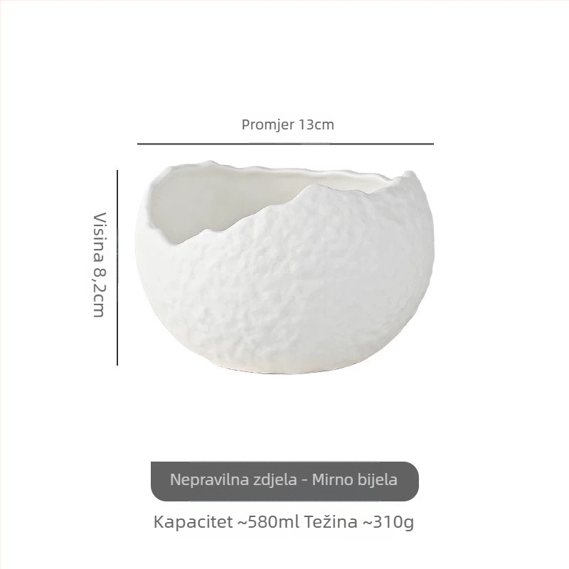 Porcelanska zdjela, zapadni stil za desert/jogurt, podglazirana površina, moderan minimalistički stil, mikrovalna pećnica nije dostupna