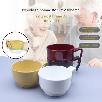 Okrugla melaminska zdjela, jednobojna, mikrovalna sigurnost, prilagodljiva, namijenjena starijim osobama