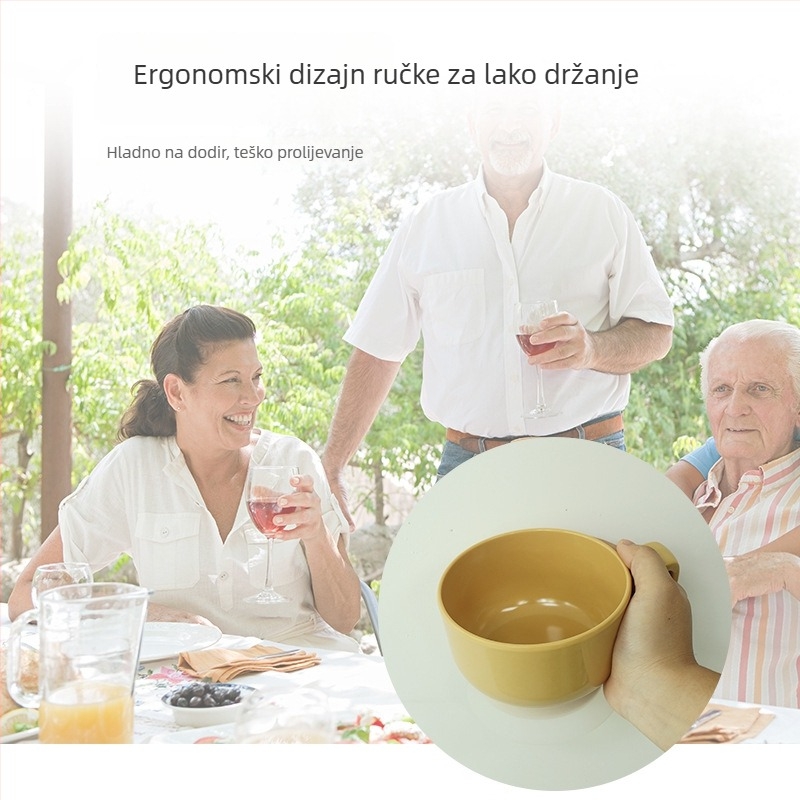 Okrugla melaminska zdjela, jednobojna, mikrovalna sigurnost, prilagodljiva, namijenjena starijim osobama