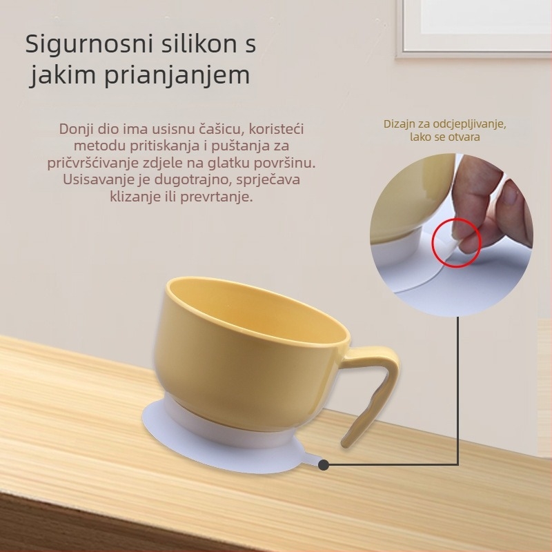 Okrugla melaminska zdjela, jednobojna, mikrovalna sigurnost, prilagodljiva, namijenjena starijim osobama