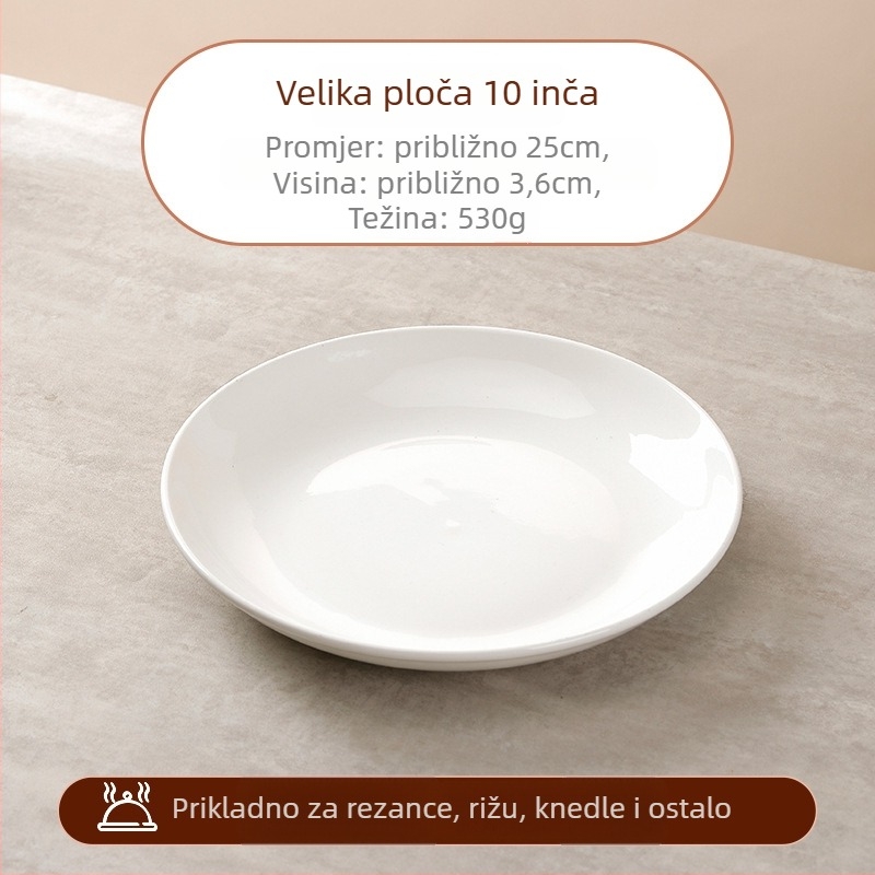 Porcelanski kružni tanjur, površina s podglazurnom bojom, moderni minimalisticki stil, mikrovalna sigurnost, ispis logotipa i prilagodba dostupni