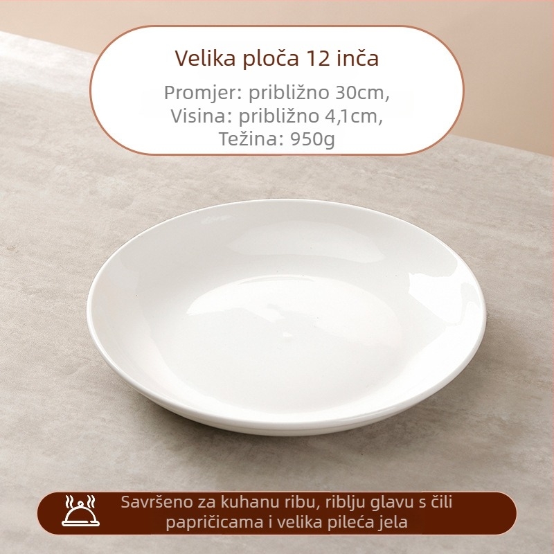 Porcelanski kružni tanjur, površina s podglazurnom bojom, moderni minimalisticki stil, mikrovalna sigurnost, ispis logotipa i prilagodba dostupni
