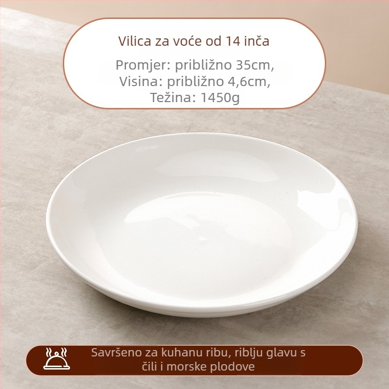 Porcelanski kružni tanjur, površina s podglazurnom bojom, moderni minimalisticki stil, mikrovalna sigurnost, ispis logotipa i prilagodba dostupni