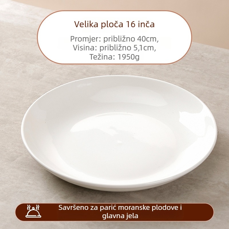 Porcelanski kružni tanjur, površina s podglazurnom bojom, moderni minimalisticki stil, mikrovalna sigurnost, ispis logotipa i prilagodba dostupni