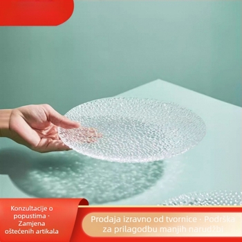 Staklena plosnata tanjura, nordijski stil, mat površina, okrugli oblik, jednobojni dizajn
