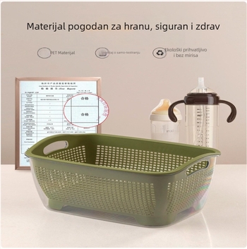 Plastični odvodni koš za pranje voća i povrća — višefunkcijski kuhinjski koš Mori gaopai (predstavljen 2024.) (Materijal: plastika; Kategorija: koš za voće; Stil: moderni minimalizam; Predstavljen: 2024)