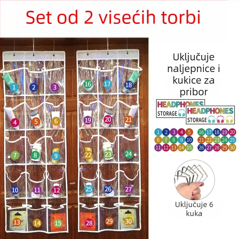 Vješena torbica za pohranu s 15 pretinaca, netkani materijal, zidna ili na vrata, višenamjenska