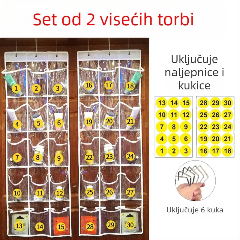 Vješena torbica za pohranu s 15 pretinaca, netkani materijal, zidna ili na vrata, višenamjenska