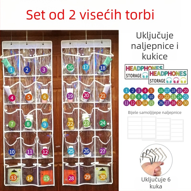 Vješena torbica za pohranu s 15 pretinaca, netkani materijal, zidna ili na vrata, višenamjenska