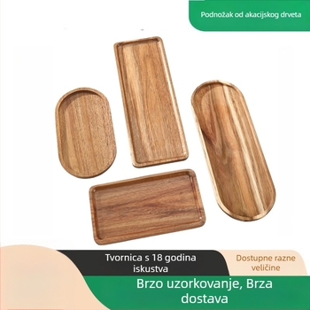 Drveni pladanj za posluživanje od akacije, kvadratičan oblik, jednofarbni uzorak, moderni minimalistički stil, mogućnost prilagođavanja