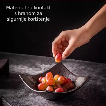 Porcelanski tanjur za voće, vintage glazura s varijacijama peći, četvrtasti mali tanjur, Chengxi, izdanje 2024, stil novo chinoiserie