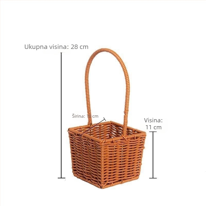 Košara od ratana, ručno pletena, za vrtlarstvo i aranžiranje cvijeća, pogodna za jaja, voće i svježe cvijeće, šumski stil