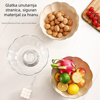 Plastična posuda za voće s pozlaćenim rubom, cvjetnog oblika, velike kapacitete; lagani luksuz stil, jednostavan stil