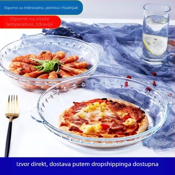 Okrugla ploča od visokorazinskog borosilikatnog stakla, otporna na toplinu, za mikrovalnu pećnicu, s mogućnošću otiska logotipa i prilagođavanja
