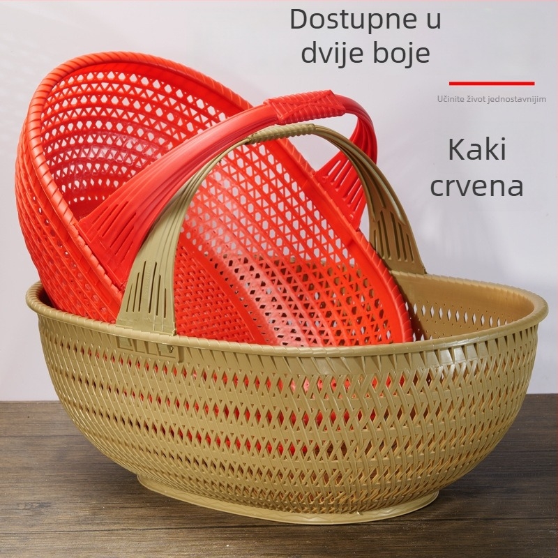 Plastična košara za voće i povrće s dizajnom nalik bambusu, prijenosna košara za branje voća, povrća i jaja, novi kineski stil