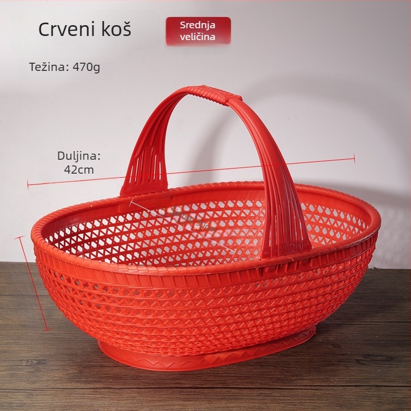 Plastična košara za voće i povrće s dizajnom nalik bambusu, prijenosna košara za branje voća, povrća i jaja, novi kineski stil