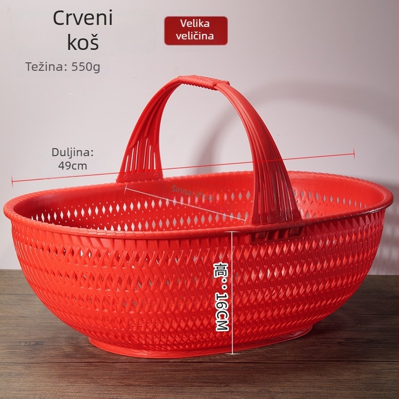 Plastična košara za voće i povrće s dizajnom nalik bambusu, prijenosna košara za branje voća, povrća i jaja, novi kineski stil