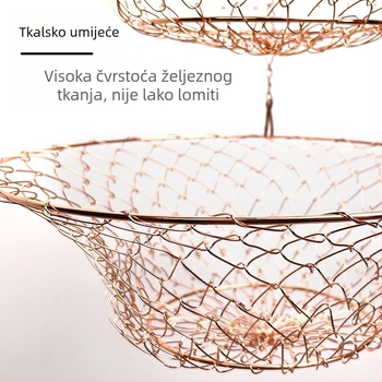Trostruka metalna košara za voće, viseća i sklopiva, lagan luksuzni retro stil