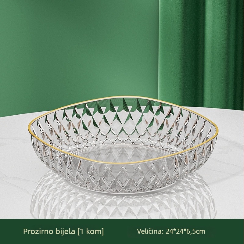 Plastični tanjur za voće — jednostavan stil, lagani luksuz retro; (Materijal: plastika; Kategorija: tanjur za voće; Stil: jednostavan; Tip stila: lagani luksuz retro; Na tržište: 2023)