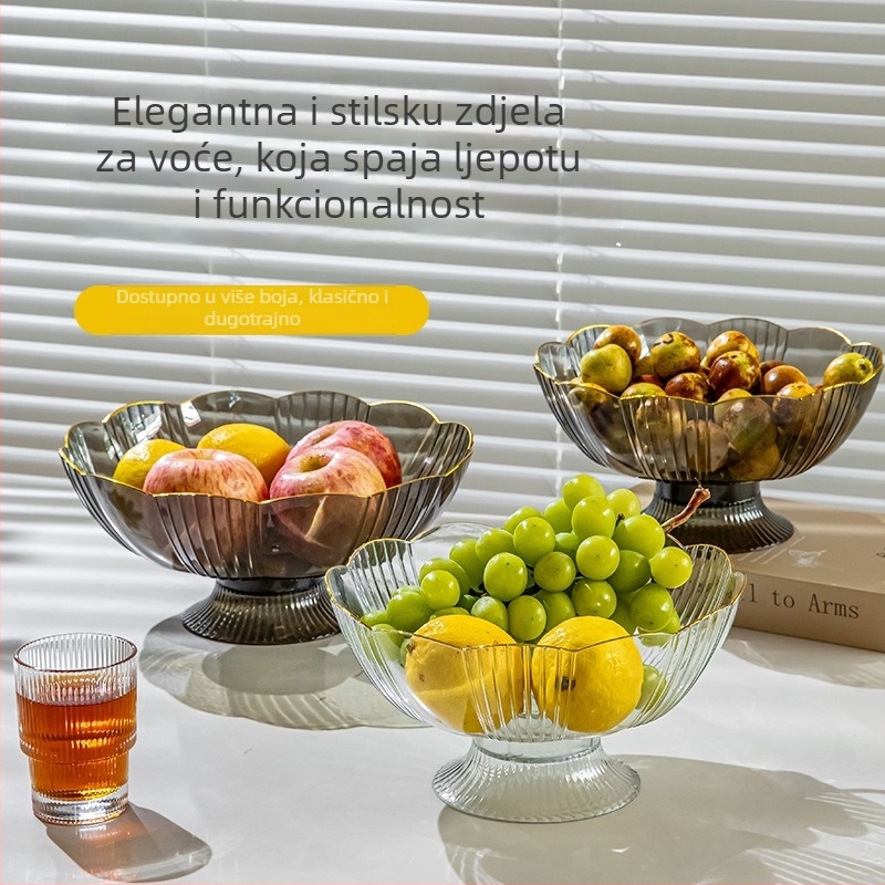 Plastični pladanj za voće s visokim nogama, Yuechen Premium, svijetao luksuzni stil, retro stil