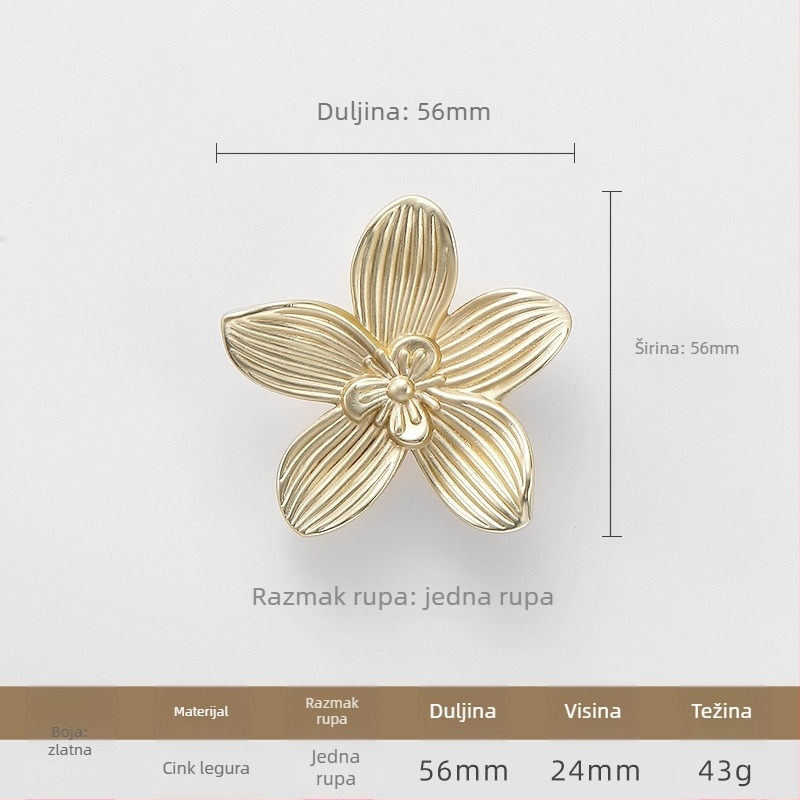 Retro cvjetna ručica za ormar i ladicu, od cinkovog legura, model 7129, elektroplatirano, novi kineski stil