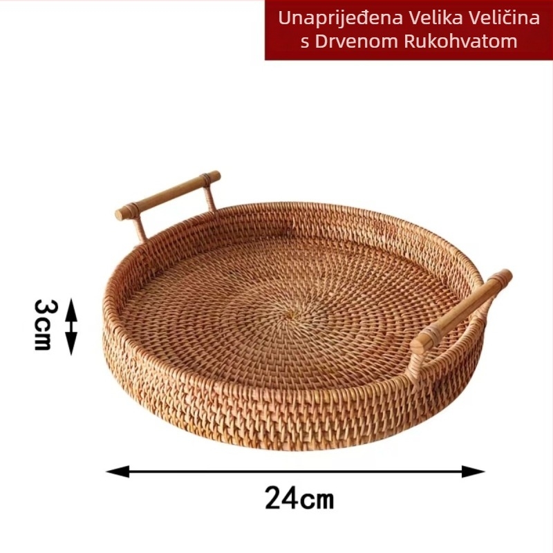 Pleteni koš za pohranu, ručno pletena košara u europskom stilu za voće i povrće (materijal: Vine; kategorija: košara za voće i povrće; stil: New Chinese style; pakiranje: 1 kom)