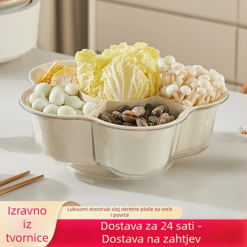 Mi hao Posuda za hot pot s odjeljcima, okretna, s odvodom – plastična