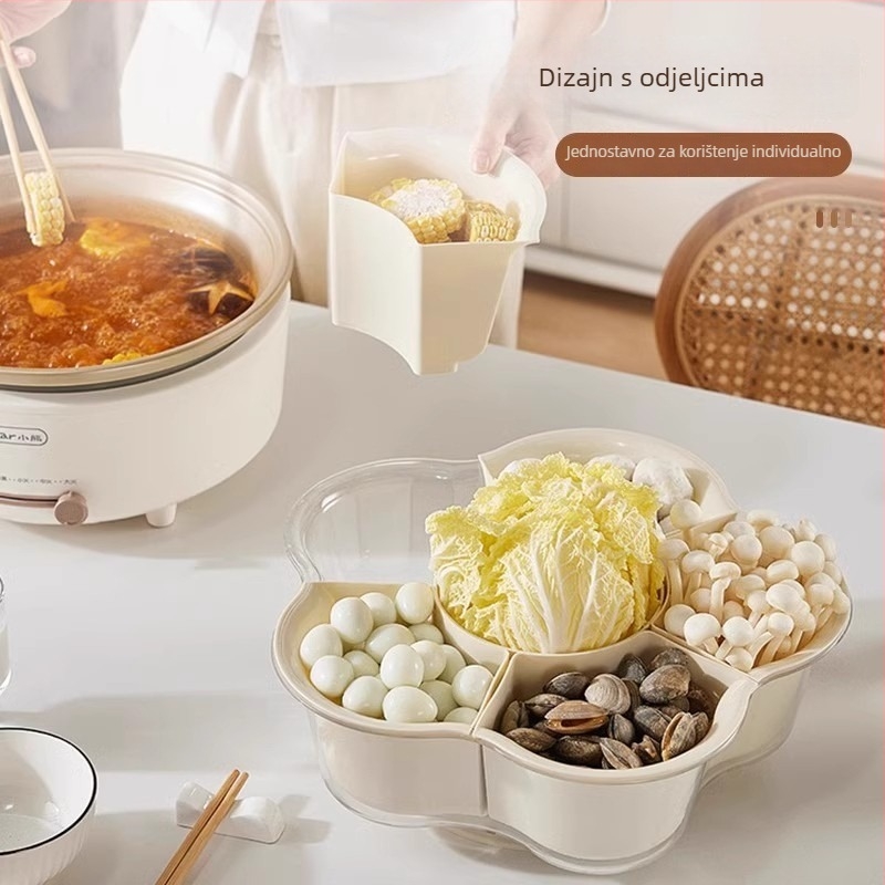 Mi hao Posuda za hot pot s odjeljcima, okretna, s odvodom – plastična
