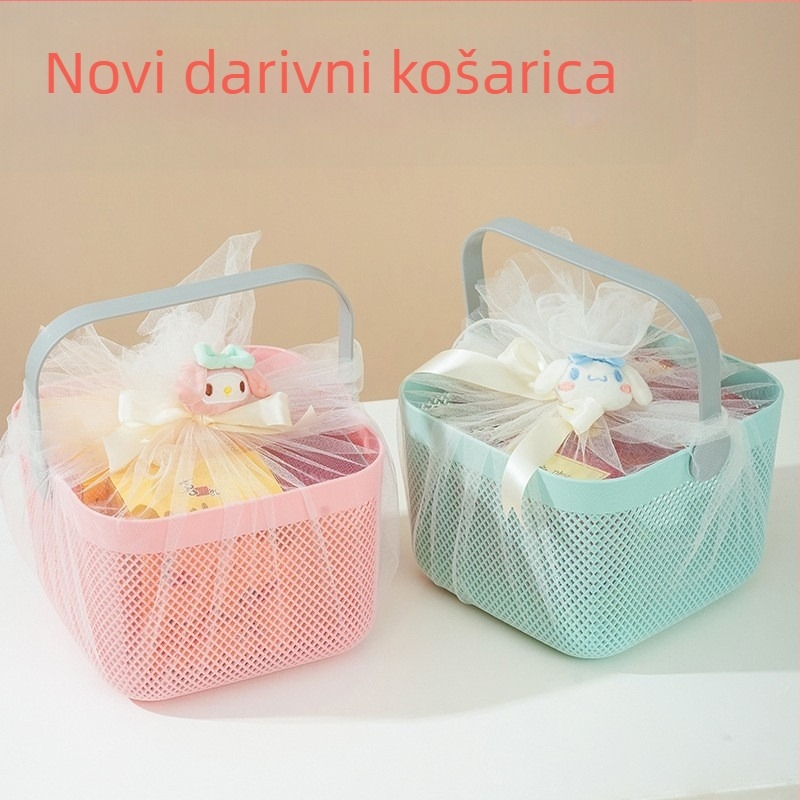 Ručni darovski koš — višefunkcionalna kuhinjska košara za pohranu, PP materijal, moderni minimalistički stil, model handheld gift basket, pogodna za voće i povrće