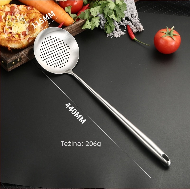 Set žlica i spatula od 201 nehrđajućeg čelika, s čeličnom ručkom; visoka otpornost na visoke temperature; kategorija: set žlica i spatula; mogućnost prilagodbe (tiskanje logotipa)