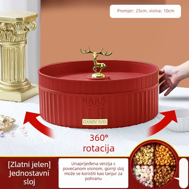 Plastični rotirajući pladanj za voće s poklopcem i dijeličem, dvostruki ili trostruki sloj — Yimai House