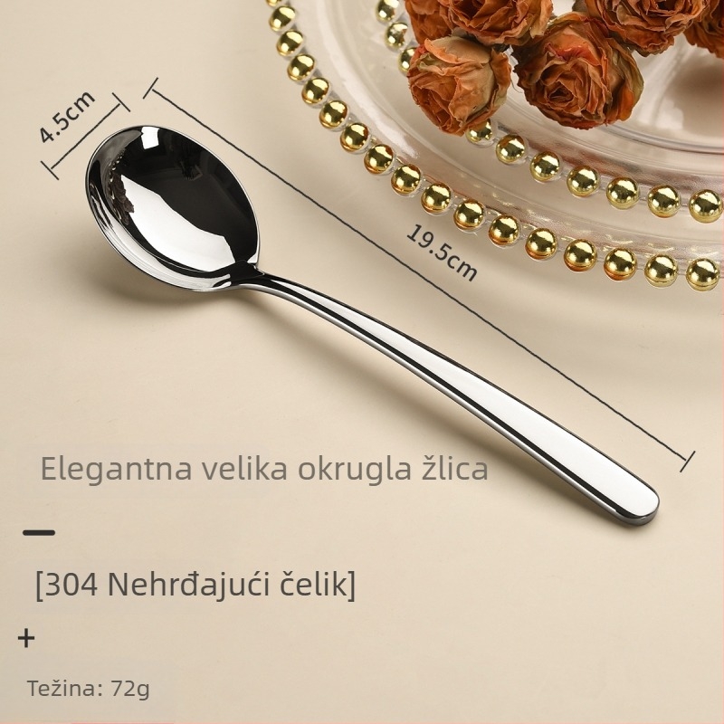 Žlica s dugačkim držkom, duboki unutarnji dio, nehrđajući čelik, moderni minimalistički dizajn, ogledno poliranje, mogućnost prilagođavanja, premium kvaliteta