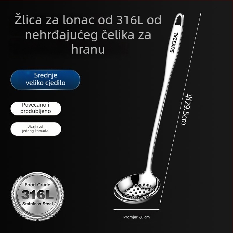 Set dugih žlica za juhu od nehrđajućeg čelika s odvajačem ulja za vrući lonac